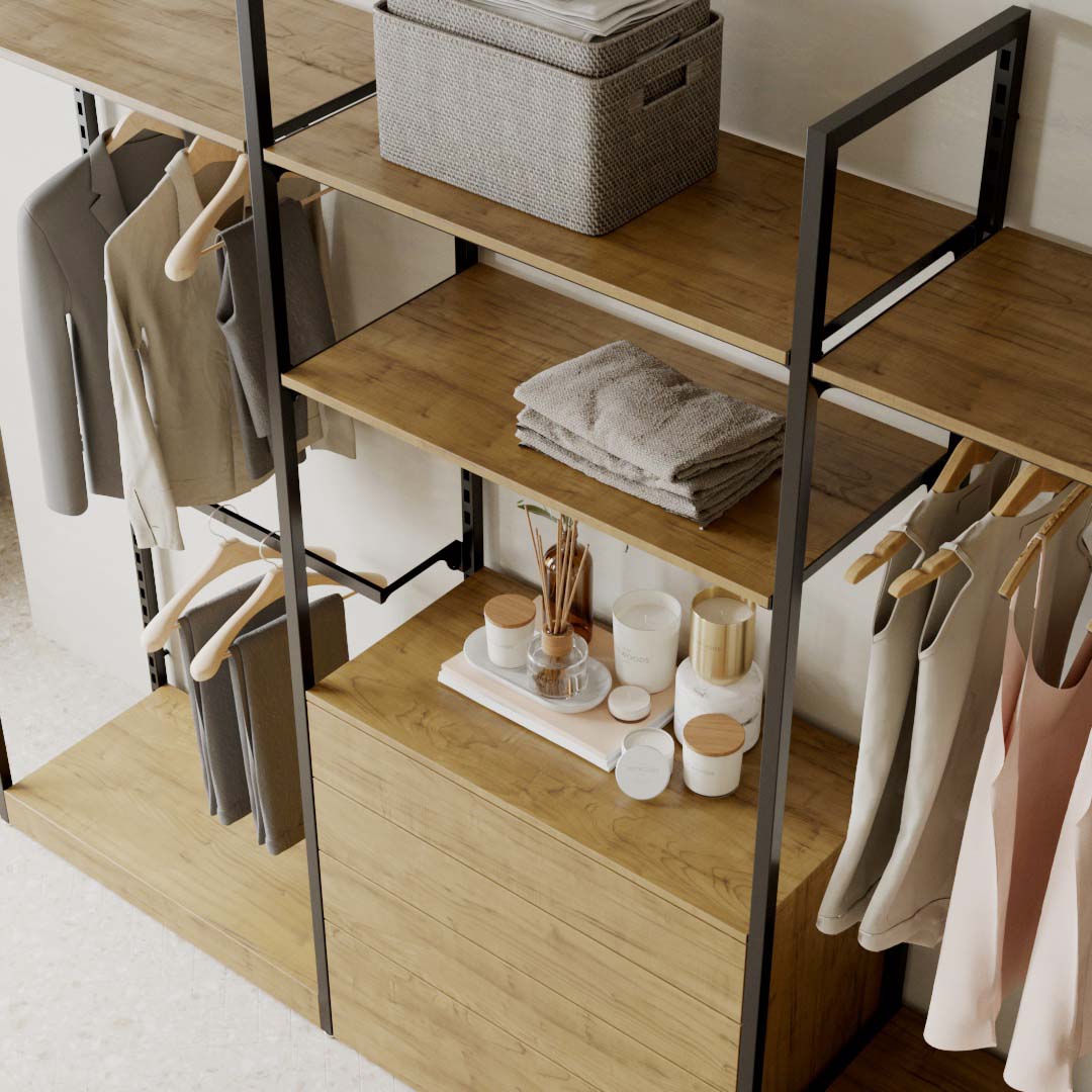 Addison Open Wardrobe | Style 1 | Teak Wood